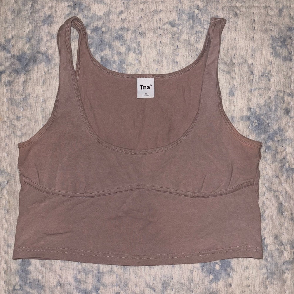 TNA Aritzia Crop Tank Top in Mauve Desert